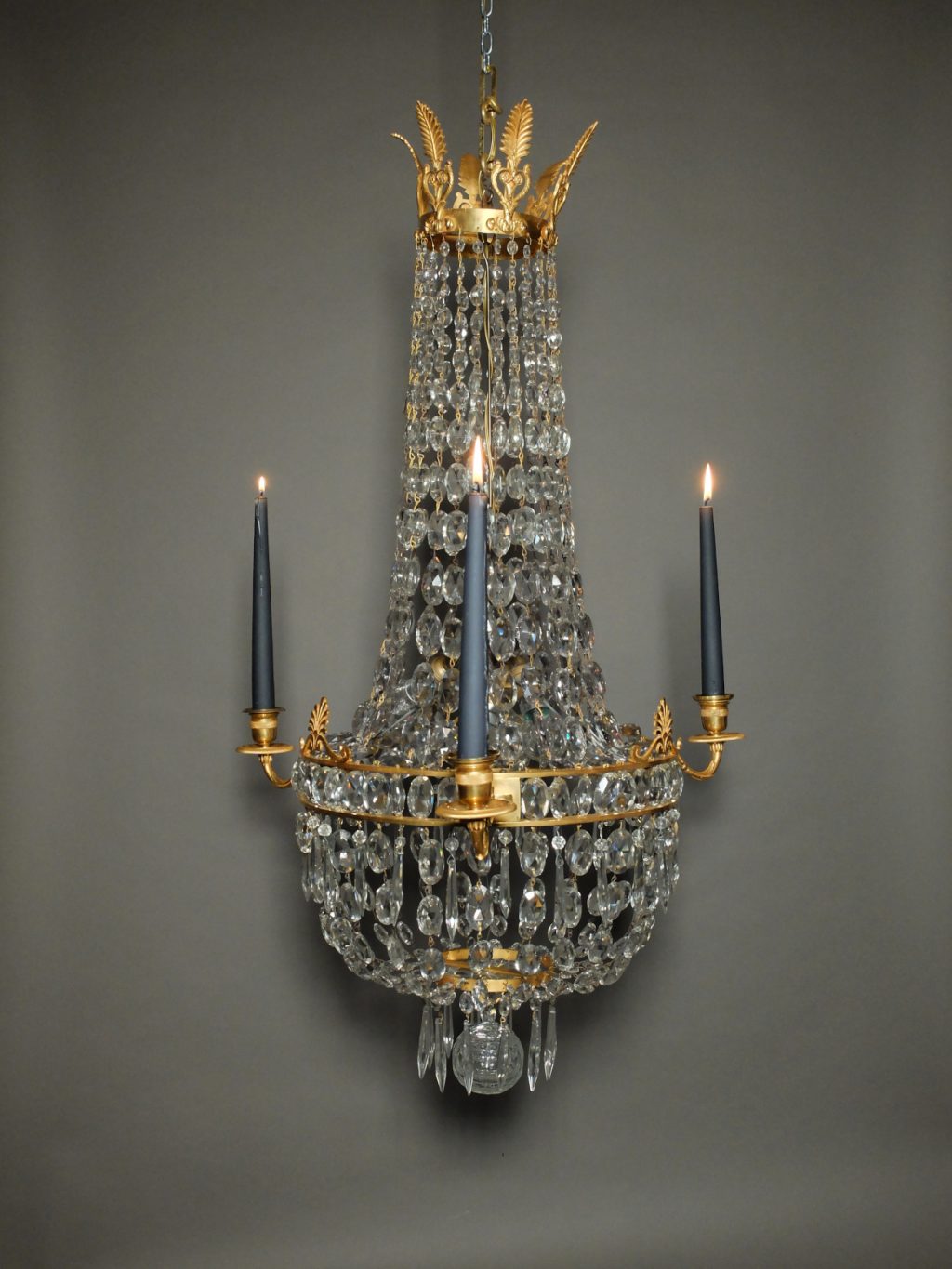 Lustre empire en bronze doré