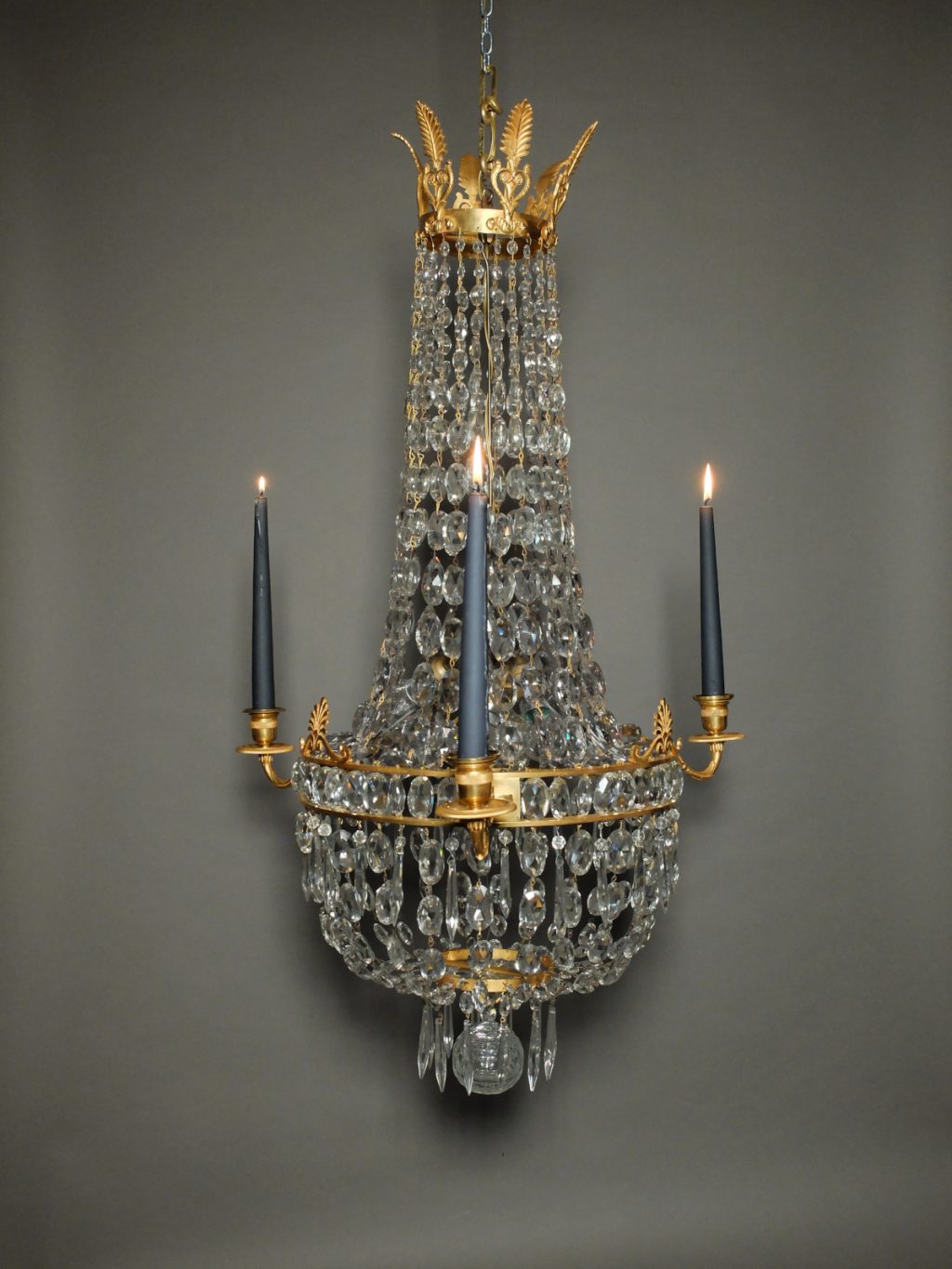 Lustre empire en bronze doré