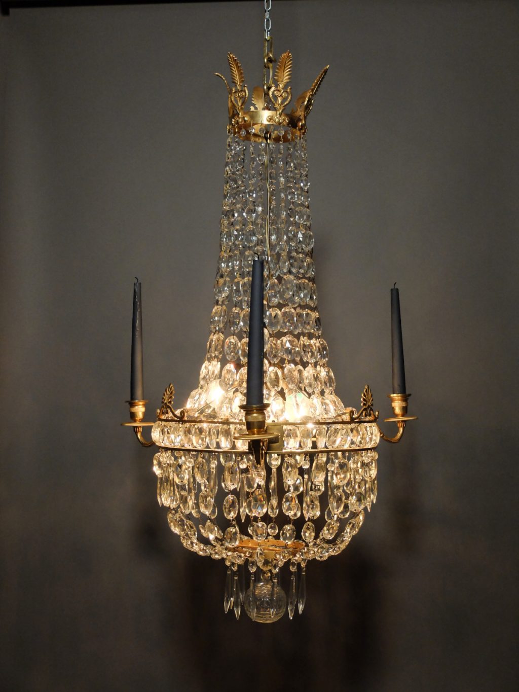 Lustre empire en bronze doré