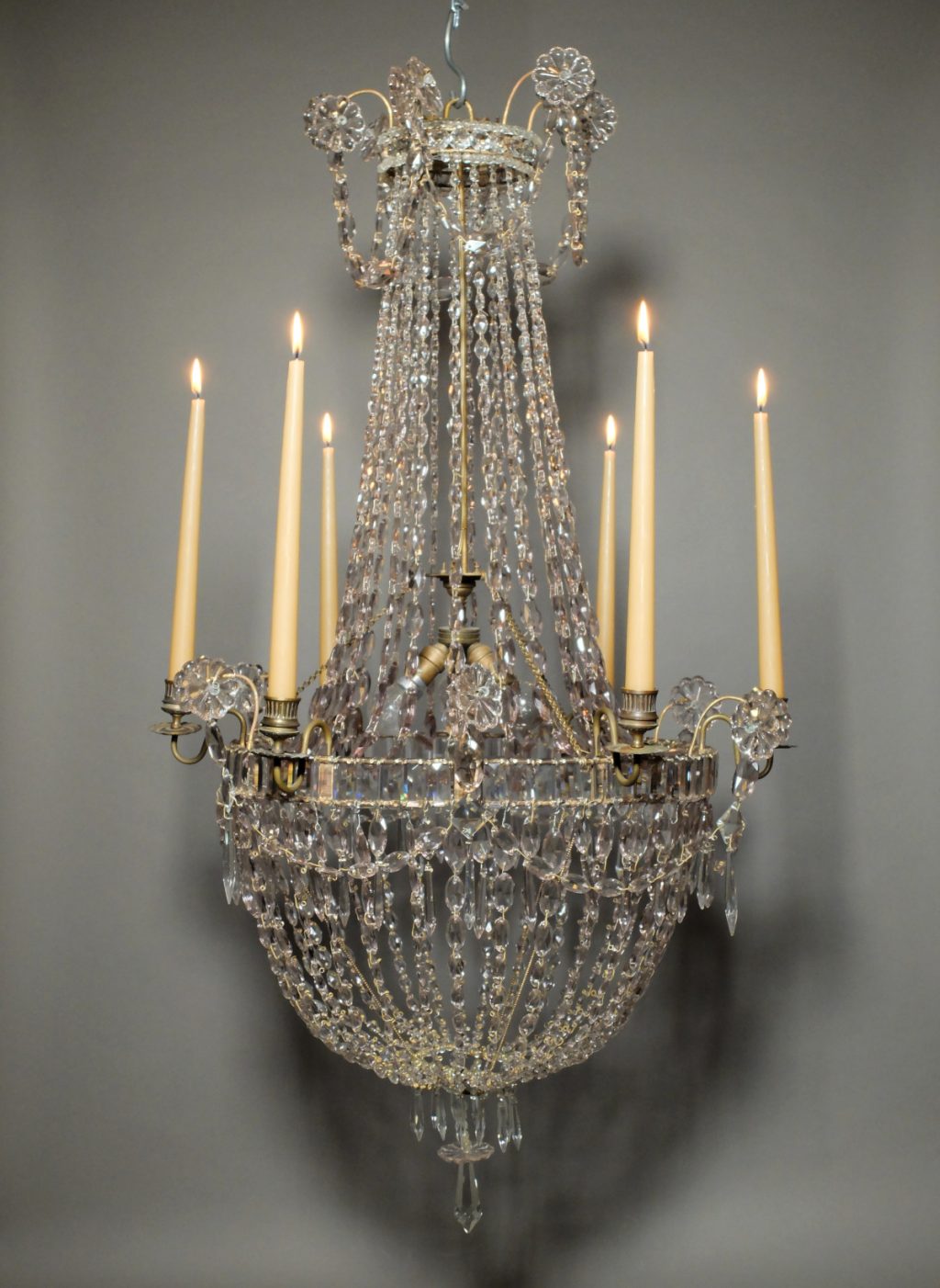 Lustre corbeille à 6 feux - XIXème siècle