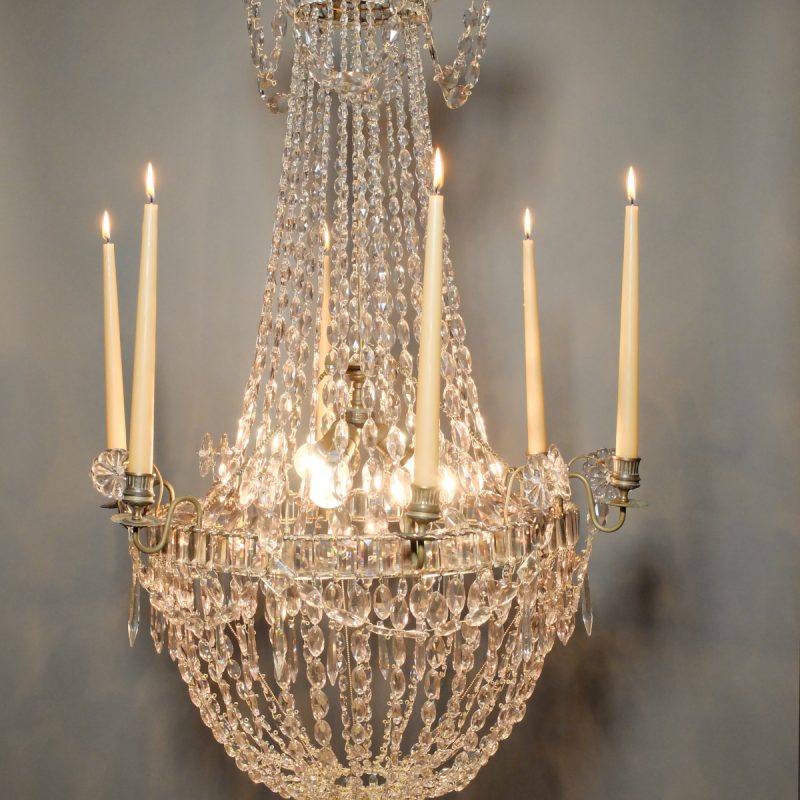 Lustre corbeille à 6 feux - XIXème siècle