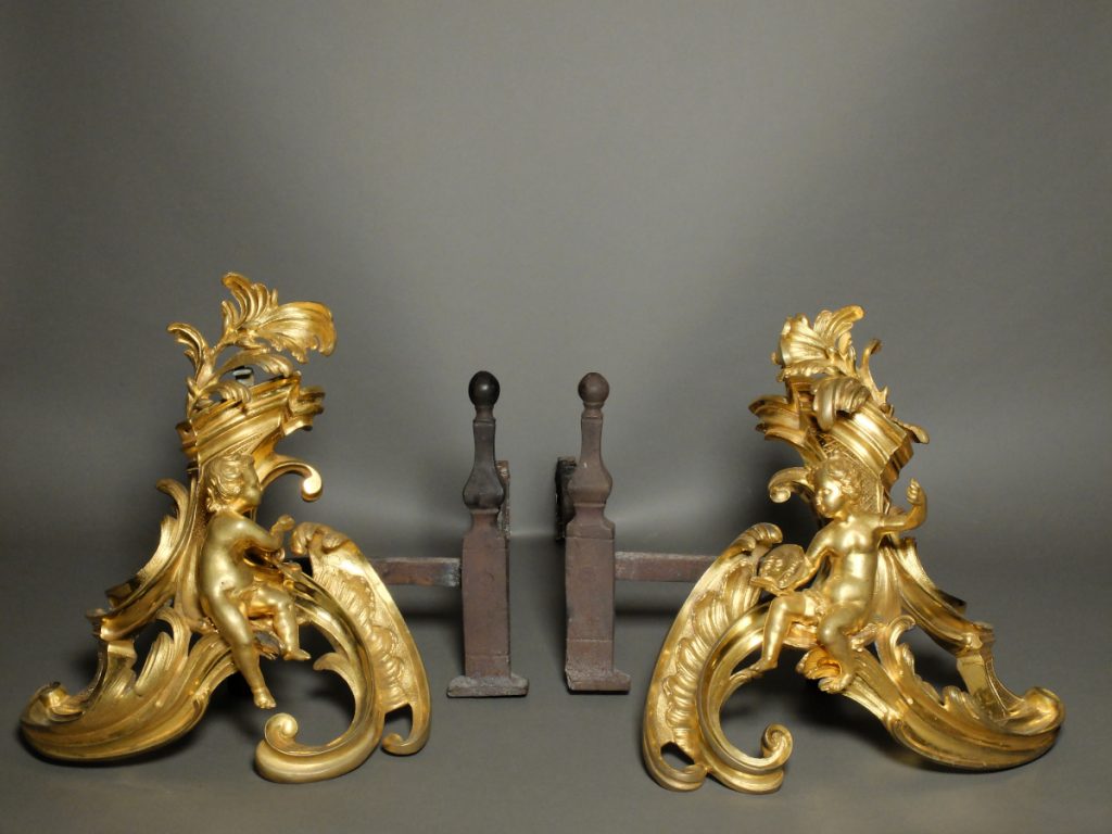 Paire de chenets d'époque Louis XV