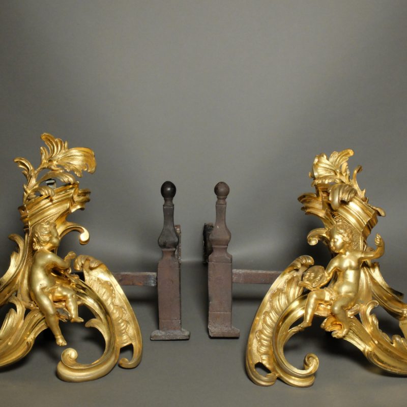 Paire de chenets d'époque Louis XV