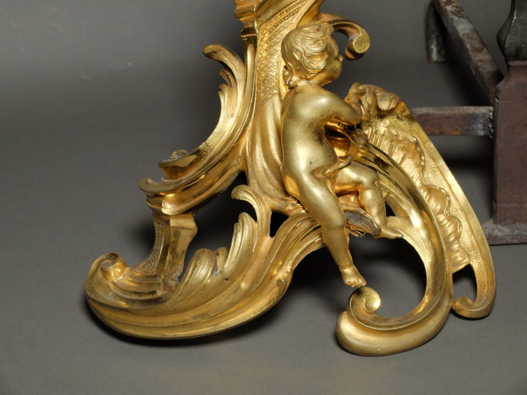 Paire de chenets d'époque Louis XV